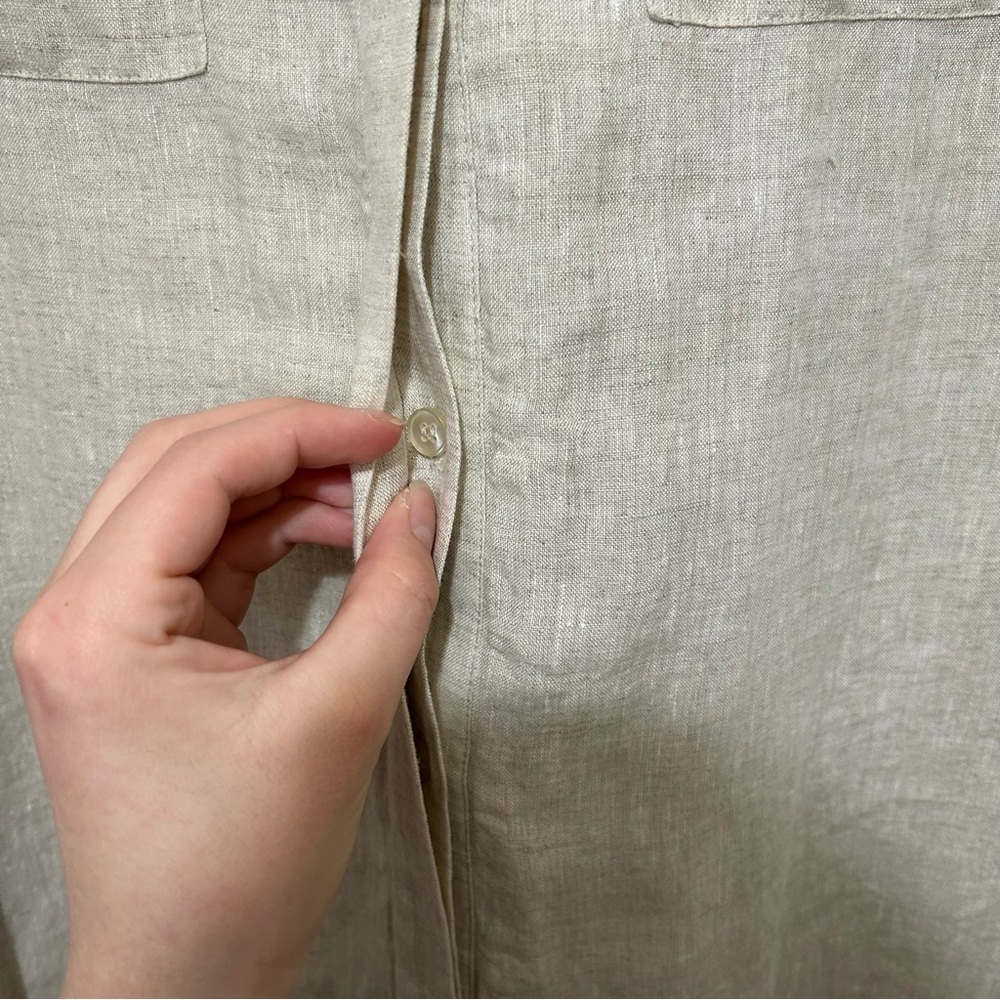 Chico's Sleeveless Linen Tunic Light Beige Lagenlook Resortwear Beach Sz 4 (XXL) - Picture 7 of 9